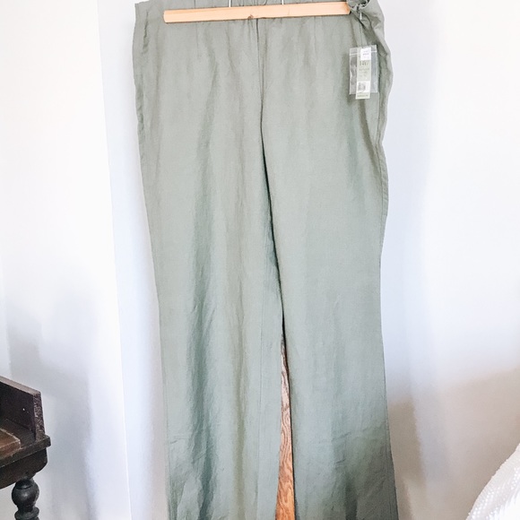 NWT Nie + Zoe Linen Olive Green Pants - Wide Leg - Picture 8 of 8